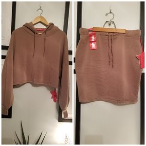 ⏳ Two Piece Cropped Hoodie & Mini Skirt